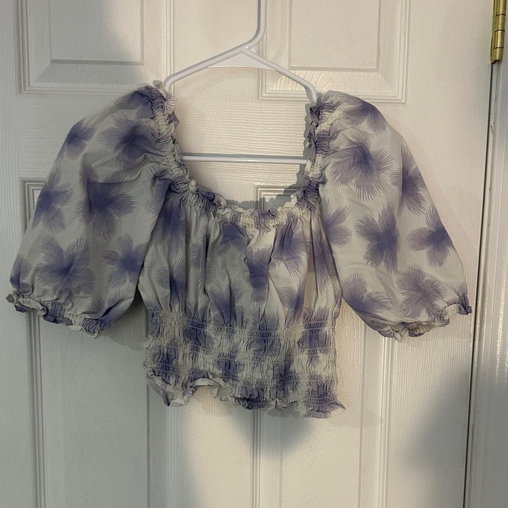Levi's Light Purple Floral Puff Sleeve Blouse M